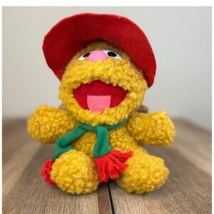Baby Fozzie Bear Plush Toy 1987 Henson Associates Red Hat Green‎ Scarf